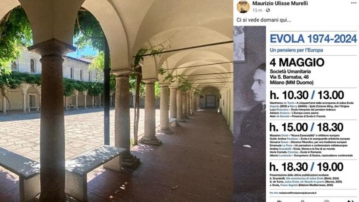 Convegno su Julius Evola organizzato dal neofascista Murelli alla Società Umanitaria di Milano