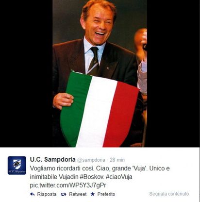 Addio 'Vuja' Boskov, il cordoglio su Twitter