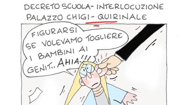 La vignetta di Ellekappa: il decreto scuola