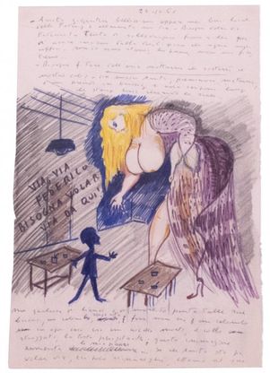 Roma, villa Mercadante in mostra collezione disegni di Fellini