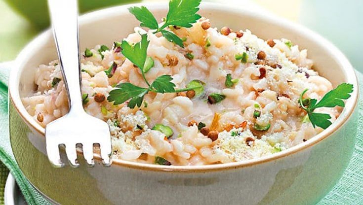 Risotto con pistacchi e coriandolo