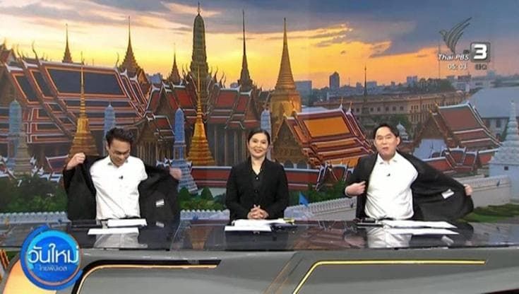 Crisi energetica: in Thailandia i conduttori si tolgono la giacca in tv