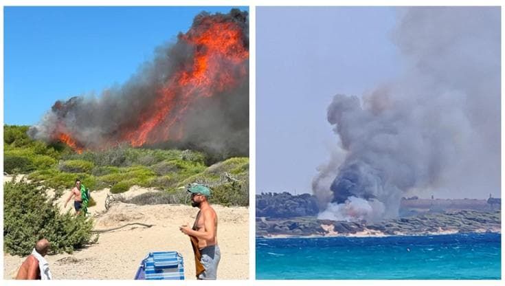 Paura a Gallipoli, fiamme e fumo nero a Punta Pizzo: decine di bagnanti in fuga. Interviene Canadair