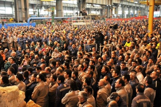 La messa di Pasqua nell'acciaieria<br />L'Ilva si ferma per il precetto<br />&nbsp;
