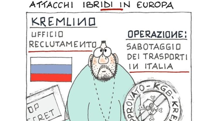 Salvini e il sabotaggio russo, la vignetta di Ellekappa