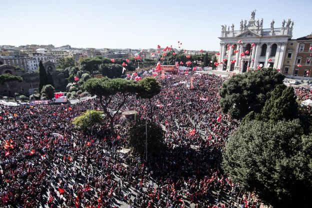 Manifestazione Cgil, il corteo visto dall'alto