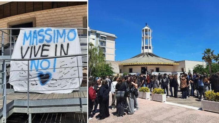 "Massimo vive in noi, il tuo banco vuoto è impossibile", a Monopoli l'addio al 18enne morto in gita