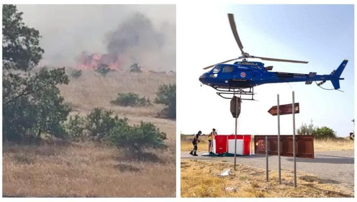 Brucia la Murgia intorno ad Altamura, in azione Canadair, elicotteri e centinaia di vigili del fuoco