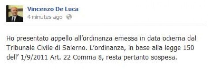 Il tweet di De Luca<br />"Faccio appello"<br />&nbsp;