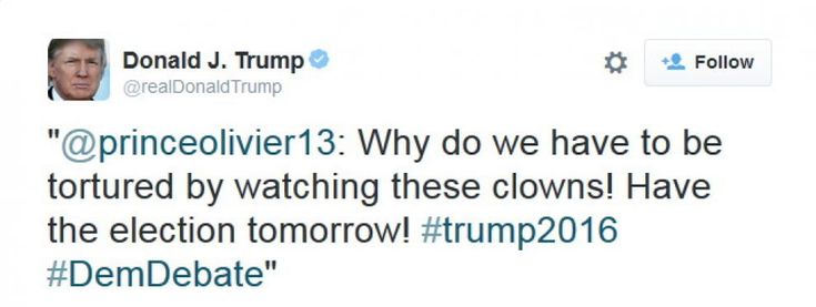 Usa, dibattito democratico: i tweet di Donald Trump