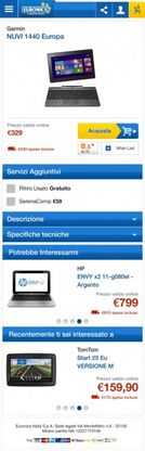 Euronics, nuovo sito mobile per smartphone e tablet