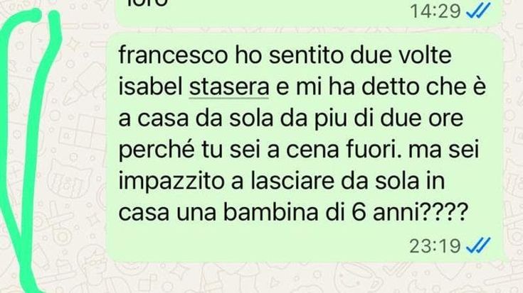 "Ma sei impazzito a lasciare da sola in casa una bambina di 6 anni?”. Il messaggio di Blasi a Totti