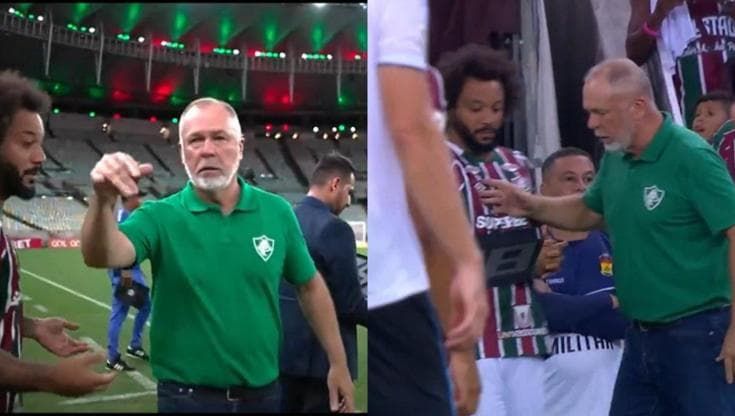 Marcelo litiga al momento del cambio con l'allenatore, che non lo fa più entrare in campo