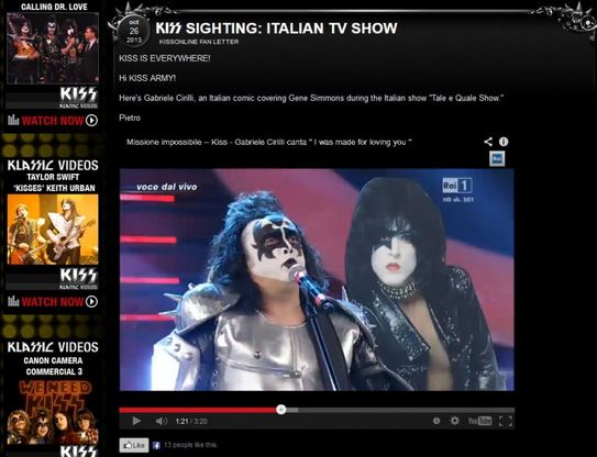 Cirilli, Tale e quale Gene Simmons. E finisce sul sito dei Kiss!