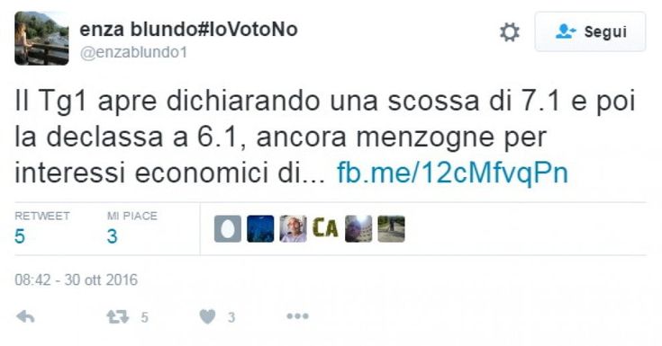 Terremoto, il tweet della senatrice grillina: "Scossa declassata per interessi di governo"