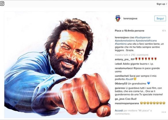 Ciao Bud , il saluto sui social network