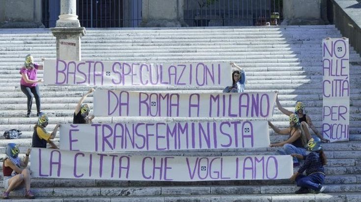 Flash mob di Lucha y Siesta, “No alle città per ricchi, Roma è transfemminista”