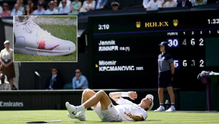 Sinner, la caduta, il dolore al ginocchio e il piede insanguinato: cosa è successo a Wimbledon