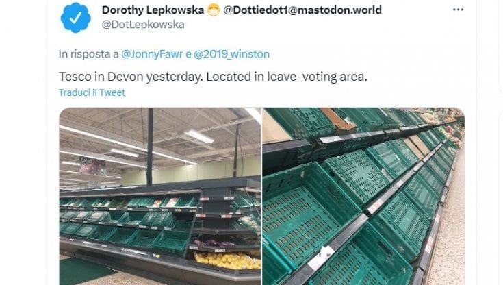 La Brexit ora fa paura, nel Regno Unito razionamenti al supermercato e scaffali vuoti: scarseggiano frutta e verdura