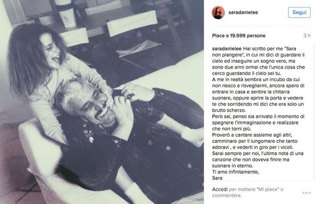 "Papà sono due anni che ti cerco guardando il cielo": su Instagram la dedica della figlia di Pino Daniele  