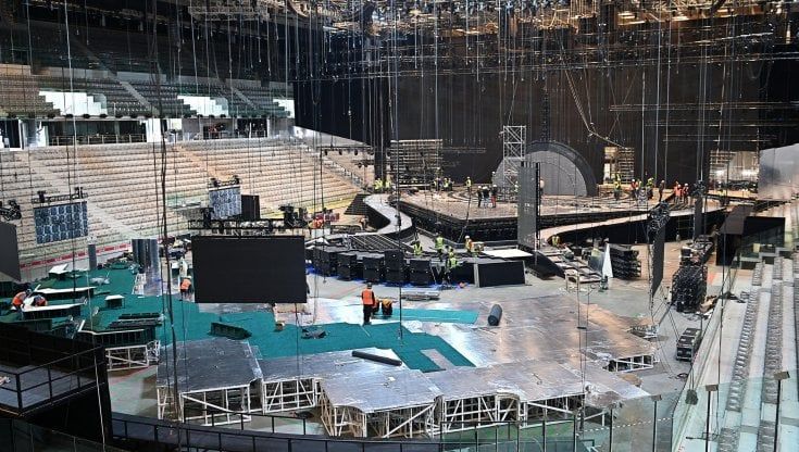 Eurovision, lavori in corso al PalaOlimpico: ecco come sarà il maxi palco