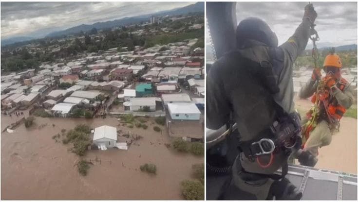 Cile, famiglie intrappolate in casa per l'alluvione: il salvataggio con gli elicotteri