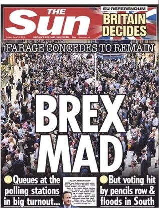 Brexit, le prime pagine dei quotidiani inglesi
