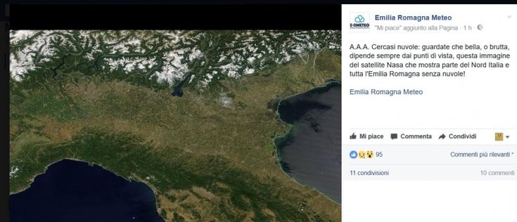 L'Emilia-Romagna senza nemmeno una nuvola: la foto dal satellite