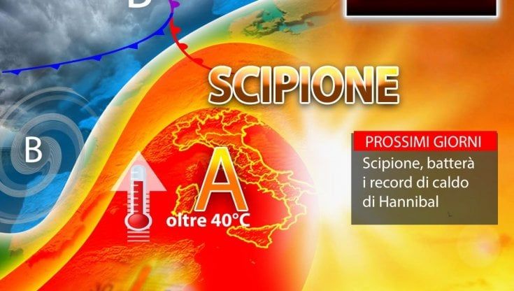 Previsioni meteo, in arrivo l’anticiclone Scipione, batterà i record di caldo di Hannibal con picchi di 41 gradi