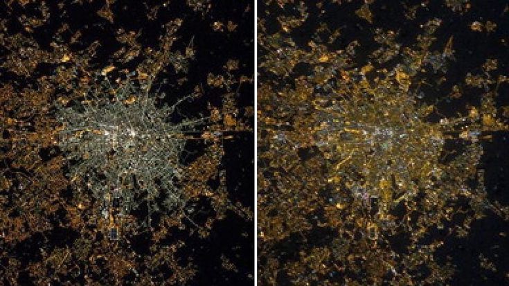 Milano, prima e dopo i led: fotoconfronto dallo spazio dell'inquinamento luminoso