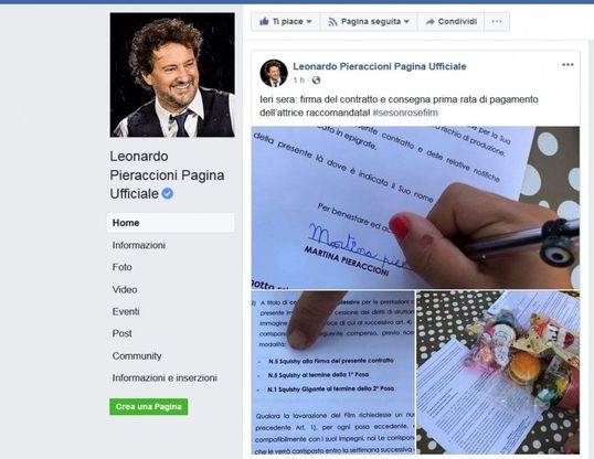 Pieraccioni fa il contratto (per finta) alla figlia: il compenso è in "squishy"