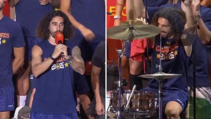 Mondiali, alla festa della Spagna il Cucurella-show tra batteria e "tormentone" social