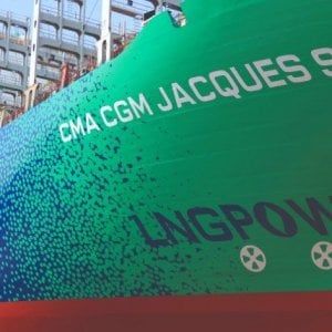 I container salgono a bordo  delle navi alimentate a Gnl