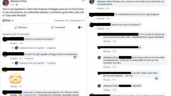 "Sparatoria vicino a una pizzeria", leghista semina il panico a Reggio Emilia ma è una fake news