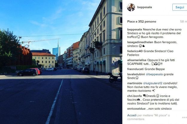 Milano, Sala e la città deserta a Ferragosto: ironia su Instagram