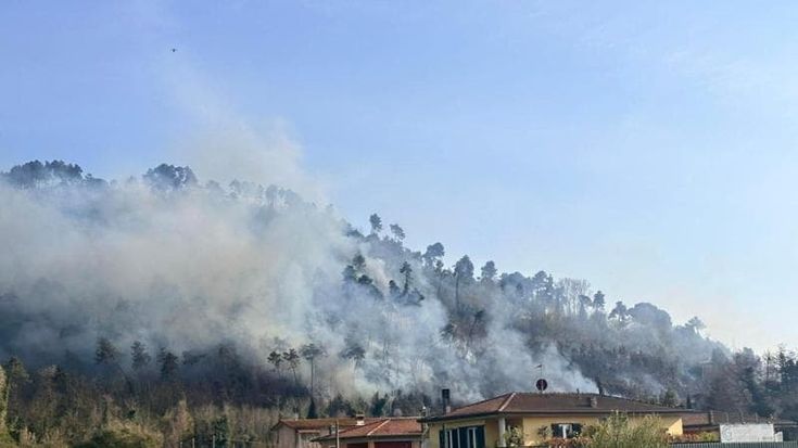 Camaiore: fiamme sul monte Moneta in Versilia