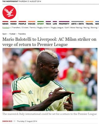 Balotelli al Liverpool, la notizia sulla stampa inglese