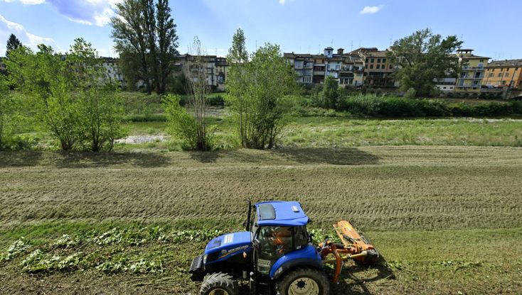 Sfalci nel torrente Parma in vista dell'autunno 