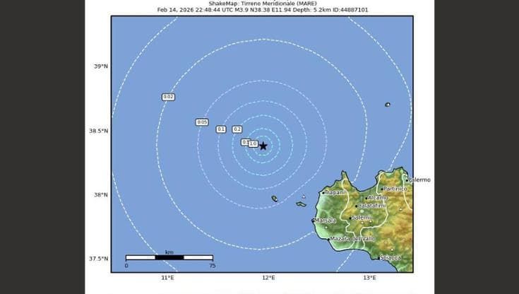 Sette scosse di terremoto fra Trapani, Palermo e le Eolie