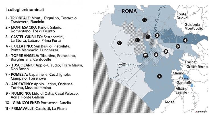Elezioni Roma, la mappa dei collegi uninominali alla Camera