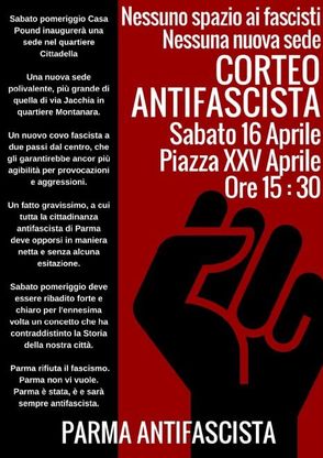 Parmantifascista, manifestazione contro nuova sede CasaPound