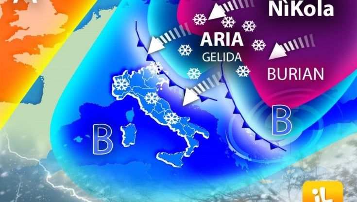 Previsioni meteo, in arrivo NìKola con freddo e neve: crollo delle temperature tra 10 e 15 gradi su tutta l’Italia