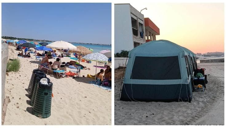 Salento, rimossa la maxitenda abusiva sulla spiaggia gioiello. Legambiente: “Non è episodio isolato”