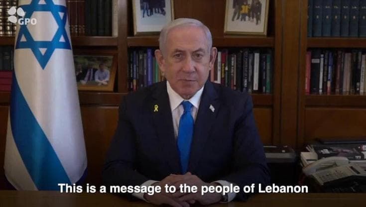 Medio Oriente, ultimatum di Netanyahu ai libanesi: "Rischiate la fine di Gaza, liberate il vostro Paese da Hezbollah"