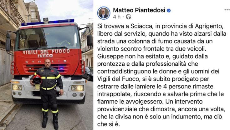Vigile del fuoco salvò quattro persone dalle fiamme: “Eroe? Non ho fatto nulla di particolare”