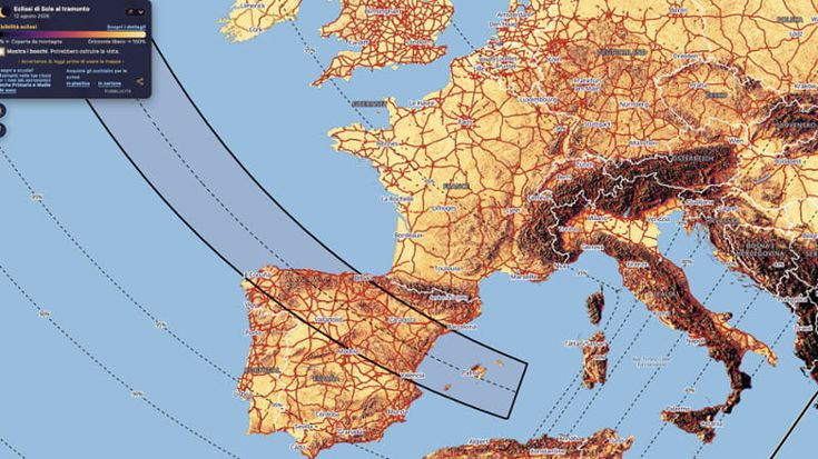 La mappa che spiega dove vedere l’eclissi