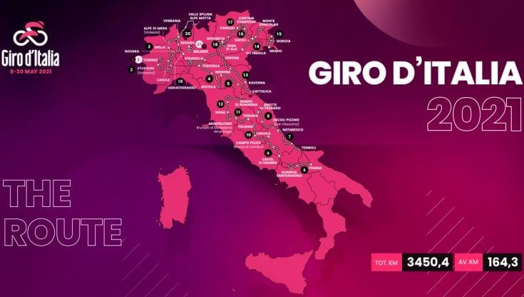 Ciclismo, pochi km a cronometro e otto arrivi in salita: svelato il Giro 2021