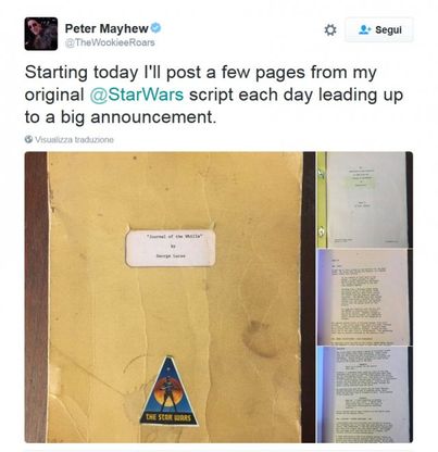 Star Wars, Chewbacca pubblica su Twitter il copione originale del  IV episodio