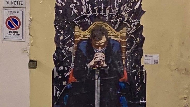 Quirinale, il murale di TvBoy: Draghi sul Trono di Spade
