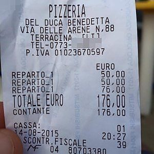 Terracina, 176 euro per sette teglie di pizza